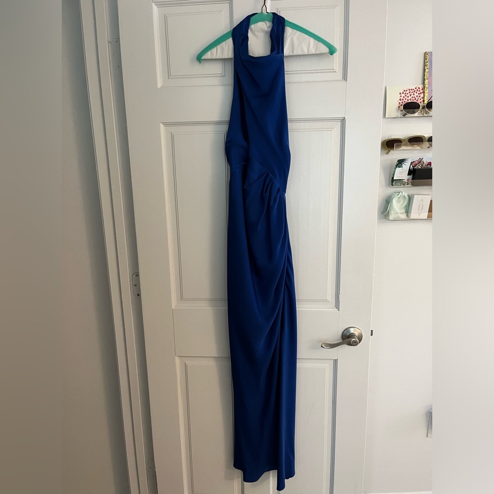Satin Blue Midi Dress